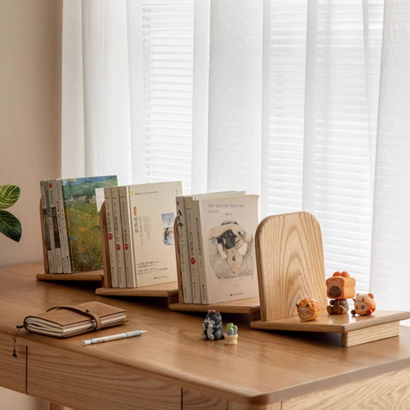 Oak Solid Wood Modern Desktop Small Bookshelf - Stylish Home Office Organizer for Books, Decor & Essentials | Perfect for Workspaces, Dorm Rooms & Living Areas