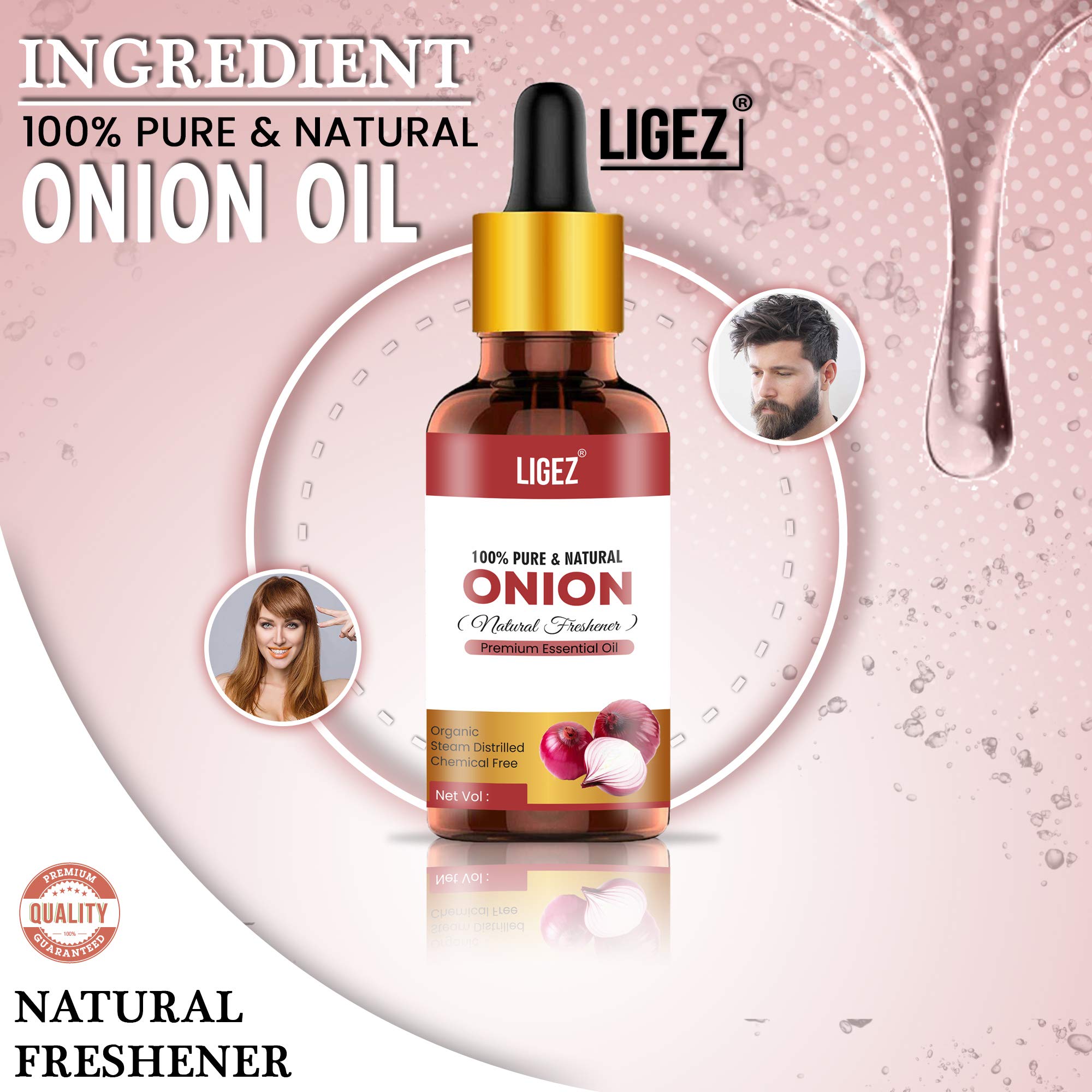 Ligez Onion Oil for Hair Growth & Scalp Care - 10ml Natural Hair Treatment for Thicker, Stronger Hair - Promotes Hair Regrowth & Reduces Hair Loss - Perfect for Daily Hair Care Routine & Scalp Massage