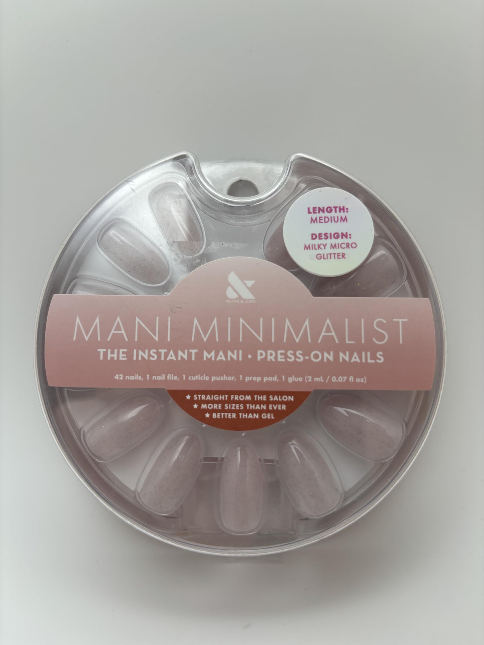 Milky Micro Glitter Press-On Fake Nails - 42 Count Long Lasting Glue-On Nails for Women, Perfect for Parties, Weddings & Special Occasions