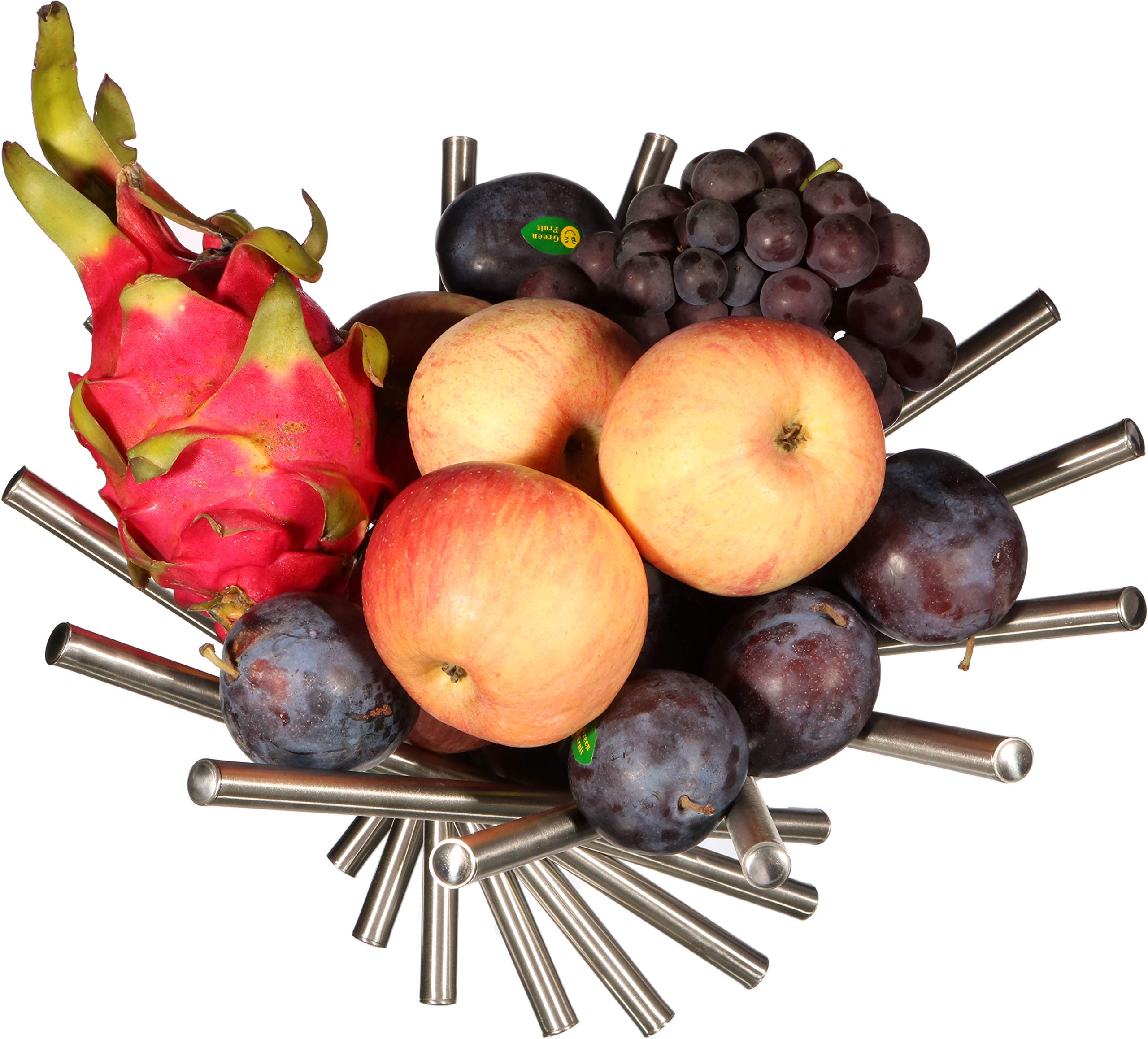 Stainless Steel Rotating Fruit Bowl for Kitchen Countertop - Creative Fruit Basket & Vegetable Storage Organizer - Perfect for Living Room, Dining Room & Home Decor - Ideal for Fresh Fruits, Bread & Snacks Display