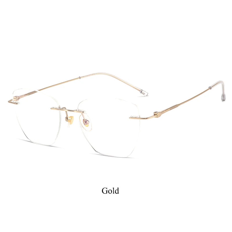 Bclear Women's Rimless Polygon Square Titanium Eyeglasses 46019 - Lightweight & Durable Titanium Frame for Work, Reading & Fashion