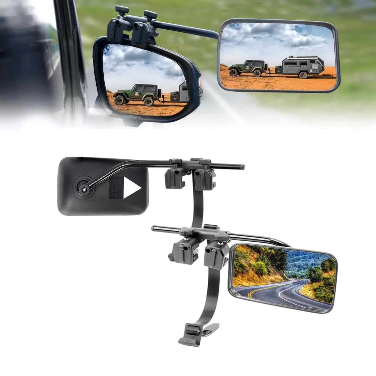 Universal Clip-On Towing Mirror Extenders for Trucks, Trailers & RVs - Convex Rearview Side Mirror Extensions for Safe Towing & Enhanced Visibility - Perfect for Hauling, Camping & Long-Distance Driving