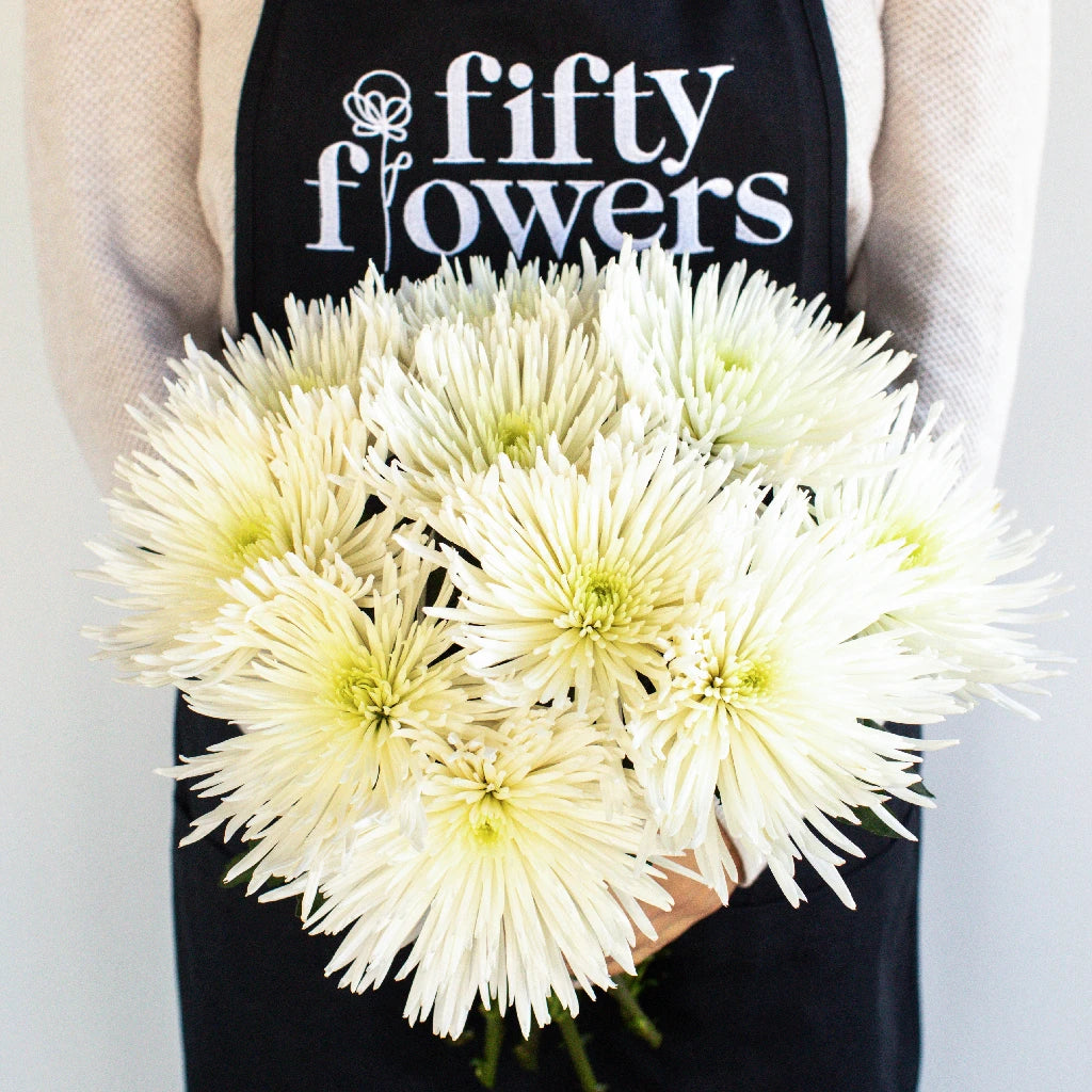 Anastasia White Spider Mum Flowers - Premium Artificial Silk Flowers for Home Decor, Wedding Bouquets, and Floral Arrangements