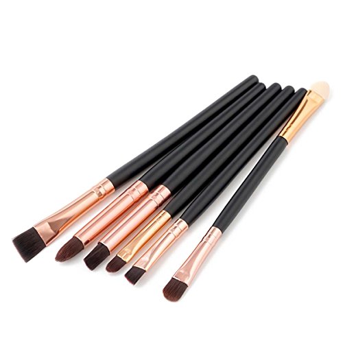 JPGIF 6-Piece Makeup Brush Set - Synthetic Fiber Foundation, Powder, Eyeshadow, Eyebrow & Lip Brushes with Black Handle - Perfect for Professional & Everyday Makeup Application