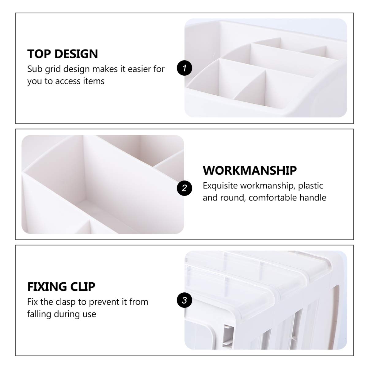 TOPBATHY 3-Tier Clear Acrylic Desk Organizer - Pencil Holder & Makeup Storage Case for Office, Home, and School | White Desktop Organizer with Drawer for Stationery, Cosmetics, and Office Supplies | Perfect for Desk, Vanity, and Dorm Room Organization