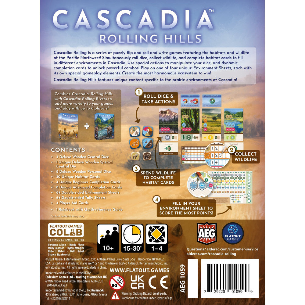 AEG Cascadia: Rolling Hills - Dynamic Flip & Write Board Game for Families | Perfect for Game Nights & Family Gatherings