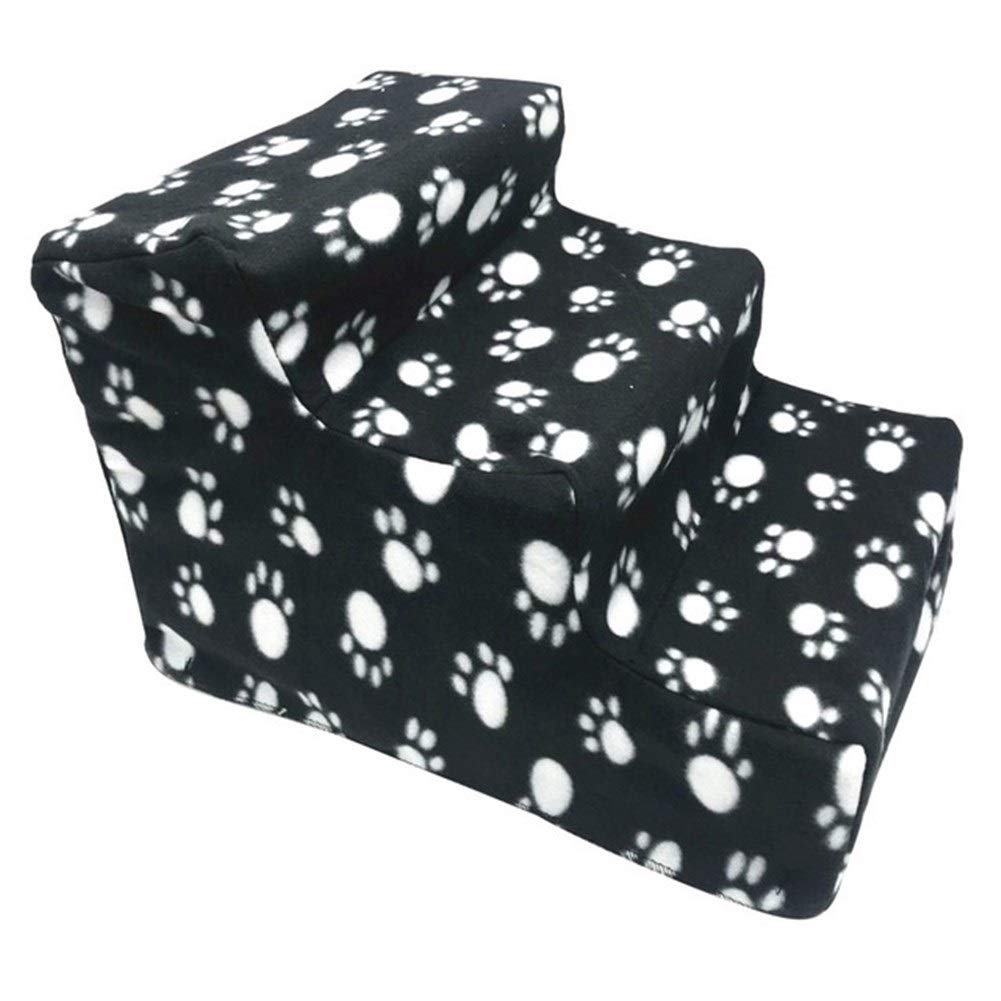 BCGT 3-Step Foldable Pet Stairs for Dogs & Cats - Mesh Detachable Dog Ramp, Puppy Bed Steps - Perfect for Small Pets, Elderly Dogs & Cats (Black) - Ideal for Beds, Couches & Car Access