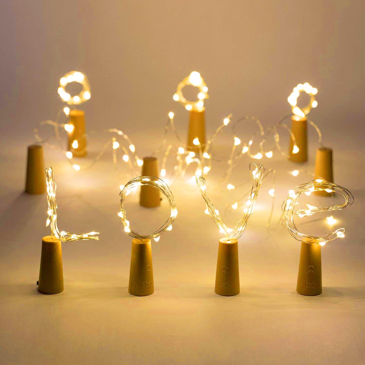 Aluan 12 LED Wine Bottle Lights with Cork - 10 Pack Waterproof Battery Operated Fairy String Lights for Wedding, Christmas, Party, Bar & Home Decor (Warm White) - Perfect for Romantic Dinners, Holiday Centerpieces & Outdoor Events