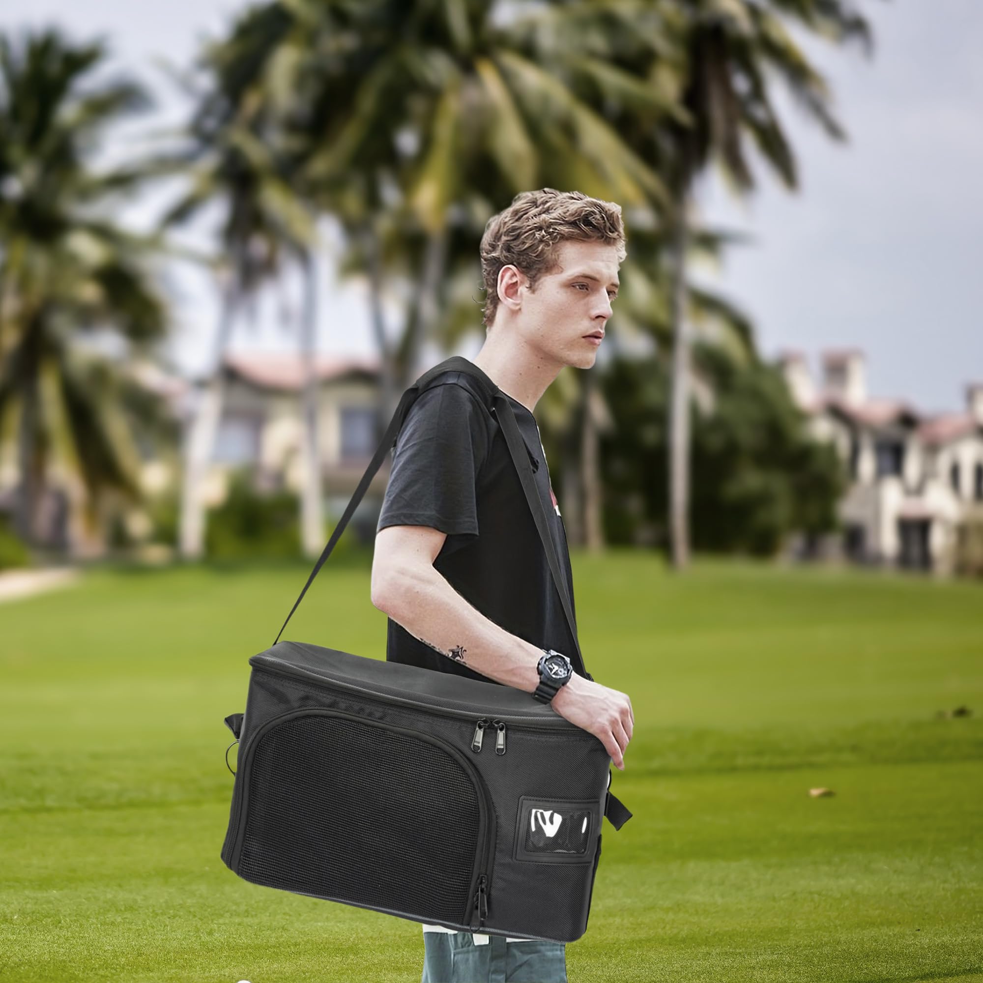 Premium Golf Trunk Organizer - Ventilated Shoe Compartment & Storage for Golf Balls, Tees, Clothes, Gloves & Accessories - Perfect for Car, SUV & Golf Cart Organization