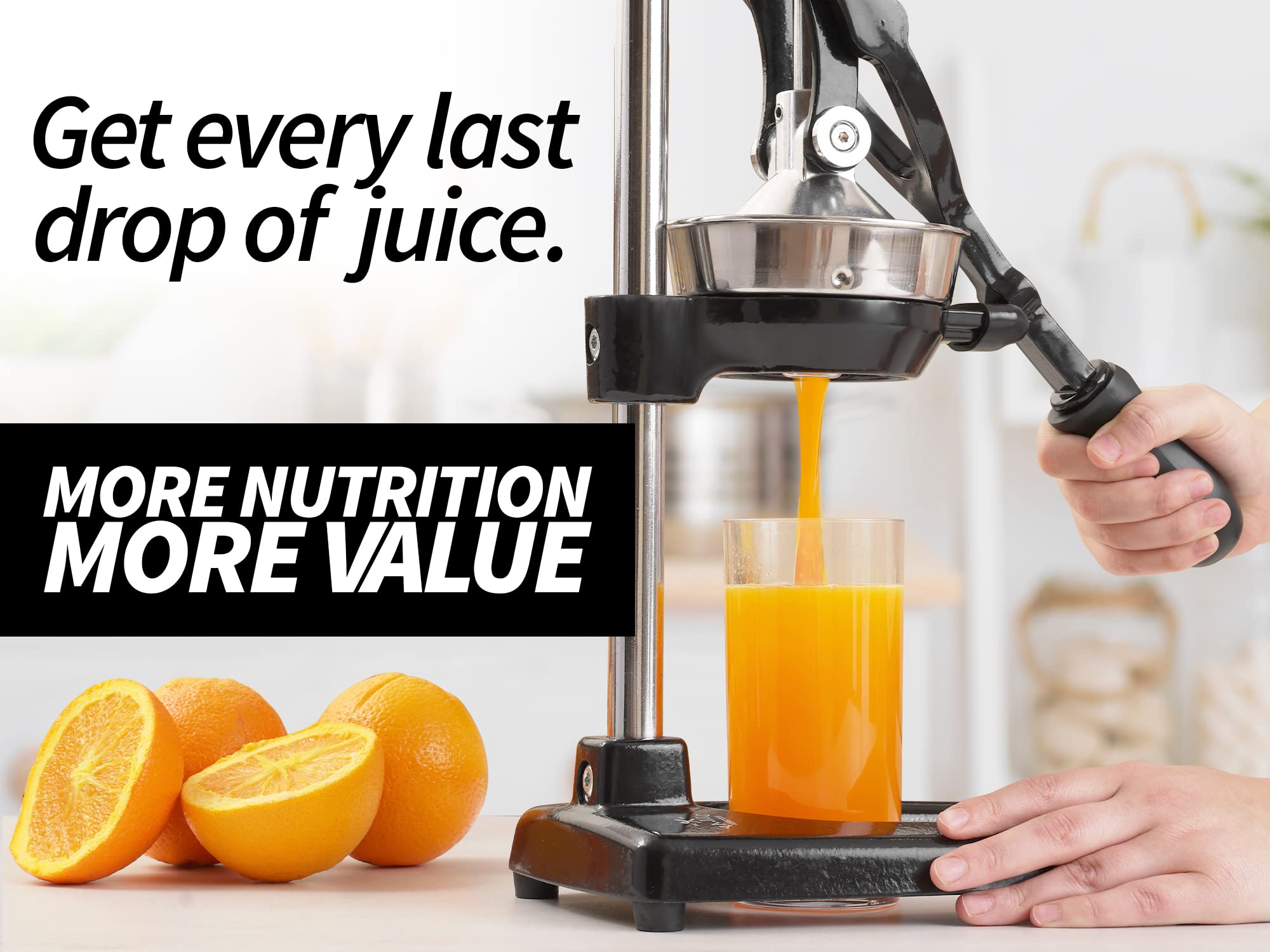 Zulay Premium Extra Tall Manual Citrus Juicer - Heavy Duty Orange & Lemon Squeezer for Fresh Juice - Fits Tumblers, Tall Glasses & Cups - Perfect for Kitchen, Breakfast & Healthy Juicing at Home