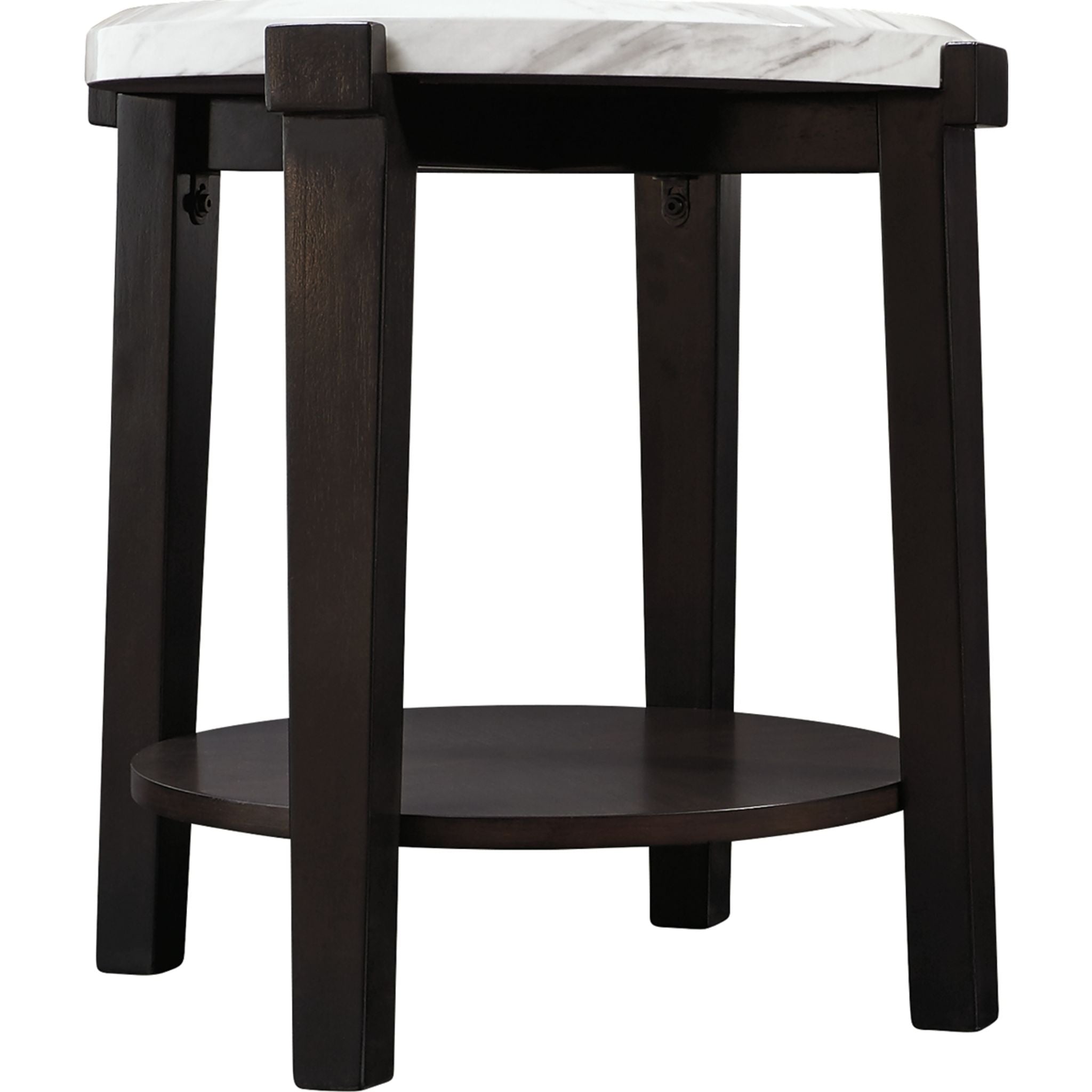 Ashfair End Table - Dark Brown & White Nightstand for Living Room, Bedroom - Small Side Table with Storage Shelf for Home Decor