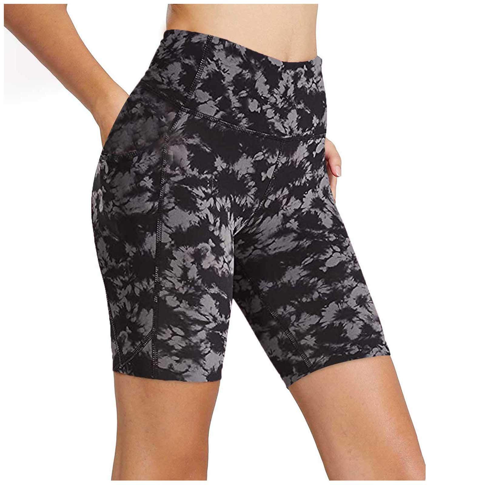 DII Women's High Waist Yoga Shorts with Pockets - Printed Workout Biker Shorts for Running, Gym & Tummy Control | Perfect for Yoga, Pilates & Casual Wear