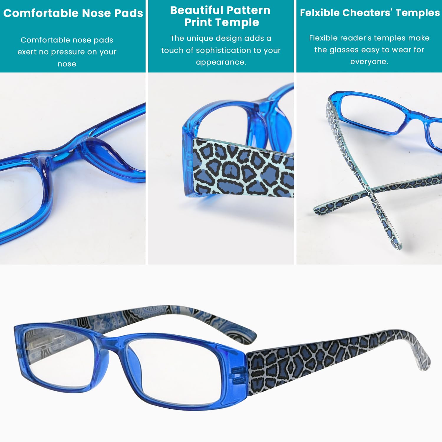 10 Pack Reading Glasses for Women & Men - Comfortable Spring Hinge Readers (+1.0 to +3.5 Strength) - Perfect for Reading, Crafts & Computer Work