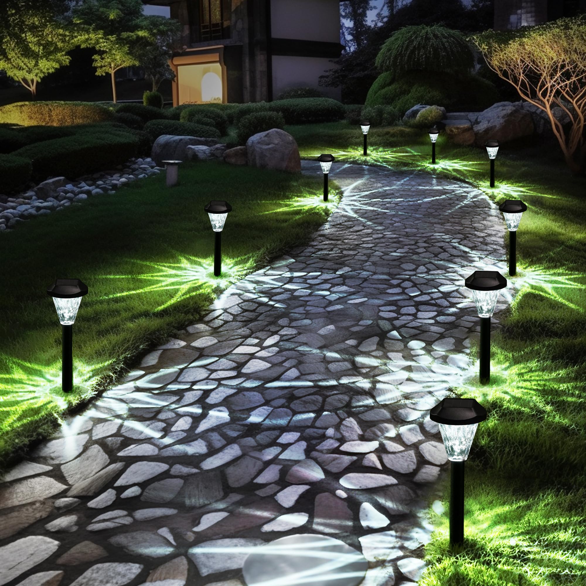 16 Pack Solar Lights Outdoor Waterproof - Upgraded Solar Garden Lights for Yard, Patio, Lawn & Landscape | Solar-Powered LED Lighting for Pathways, Driveways & Outdoor Decor