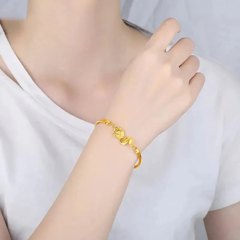 24K Pure Gold Bracelet 999 Solid Gold Bangle - Elegant Butterfly Design Classic Jewelry for Women | Perfect for Weddings, Anniversaries & Special Occasions | Trendy 2023 Collection