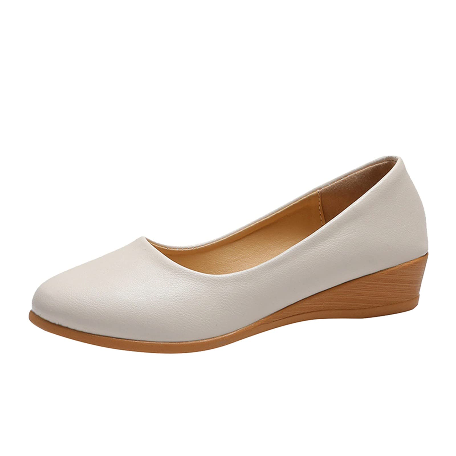 Women's Summer Fashion Shoes - Round Toe Shallow Wedge Heel Medium Height Black & White Casual Shoes for Spring & Summer | Perfect for Office, Dating & Daily Wear