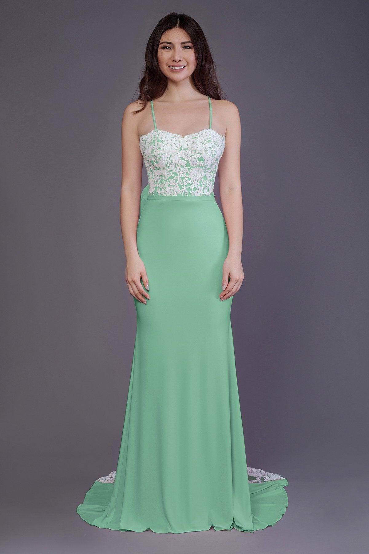 Elegant Mermaid Sweep Train Knitted Fabric Bridesmaid Dress PR3565 - Perfect for Weddings, Formal Events & Special Occasions