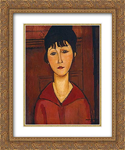 15x17 Gold Ornate Framed Modigliani Art Print - Head of a Young Girl Double Matted Museum Quality | Perfect for Living Room, Bedroom & Office Wall Decor