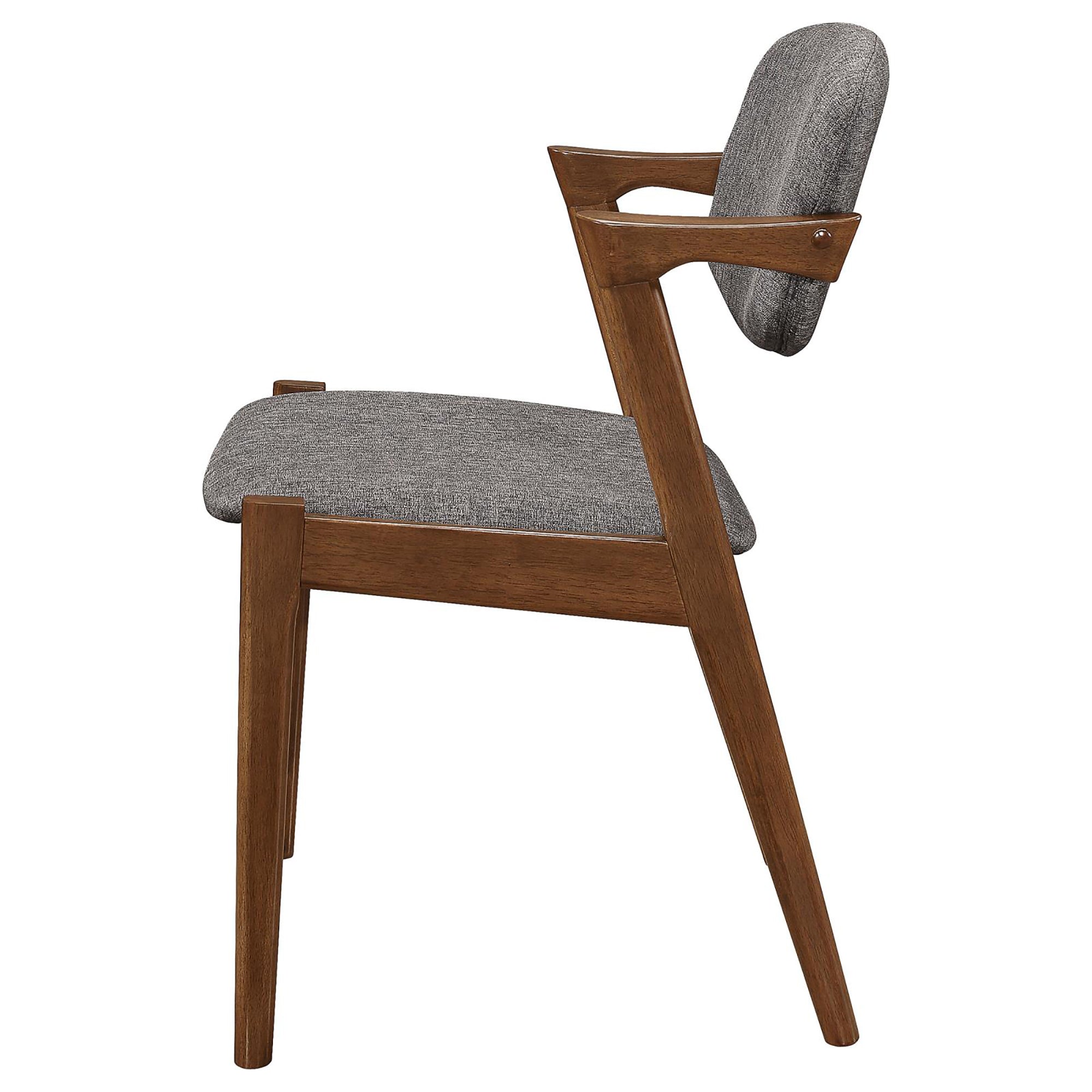 Dark Walnut & Grey Modern Dining Chairs Set of 2 - Solid Wood Accent Chairs for Kitchen, Dining Room, Breakfast Nook & Home Decor
