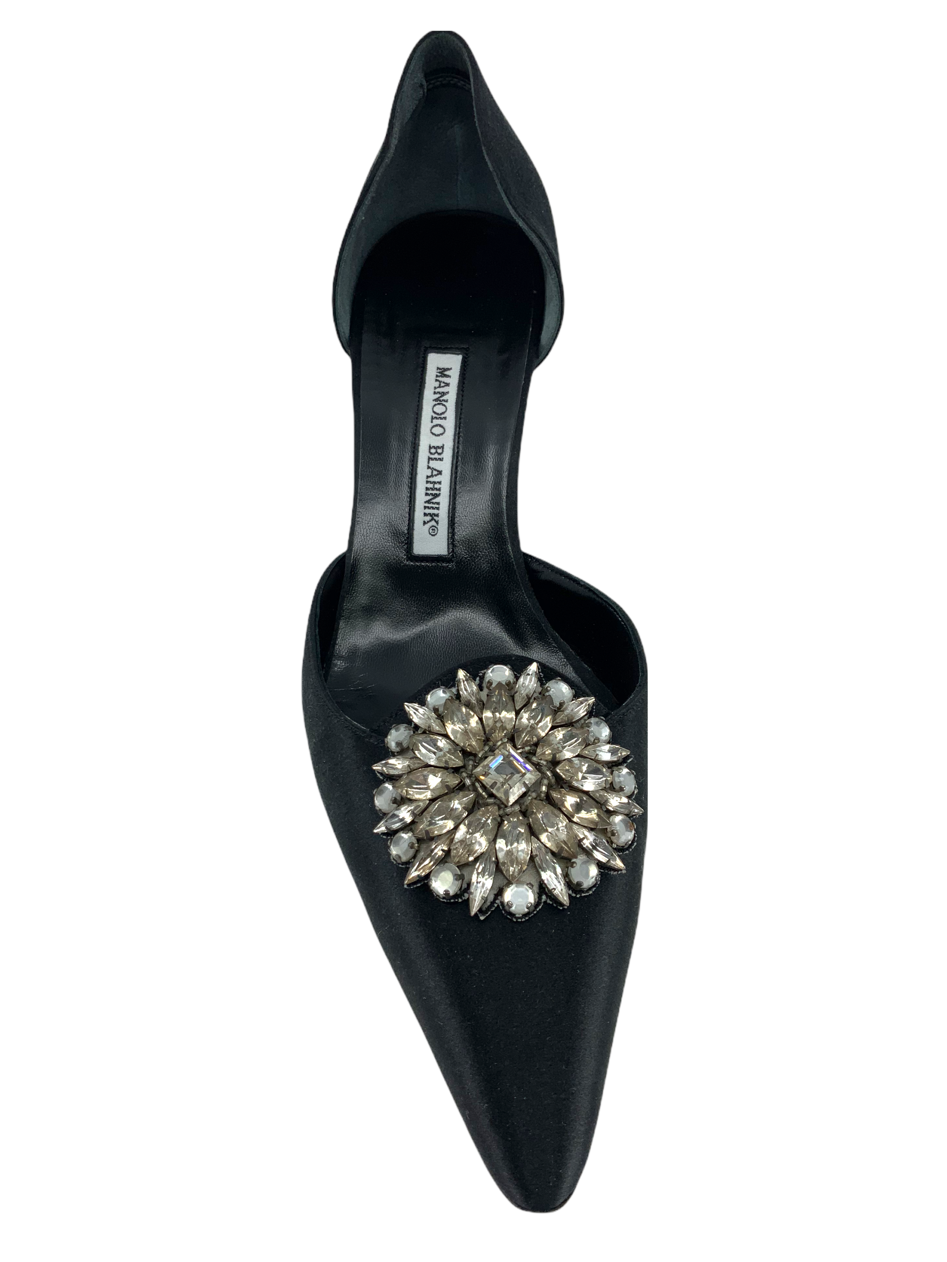 Manolo Blahnik Embellished Satin d'Orsay Pumps - Women's Size 10.5 (US) | Luxury High Heels for Weddings, Parties & Special Occasions