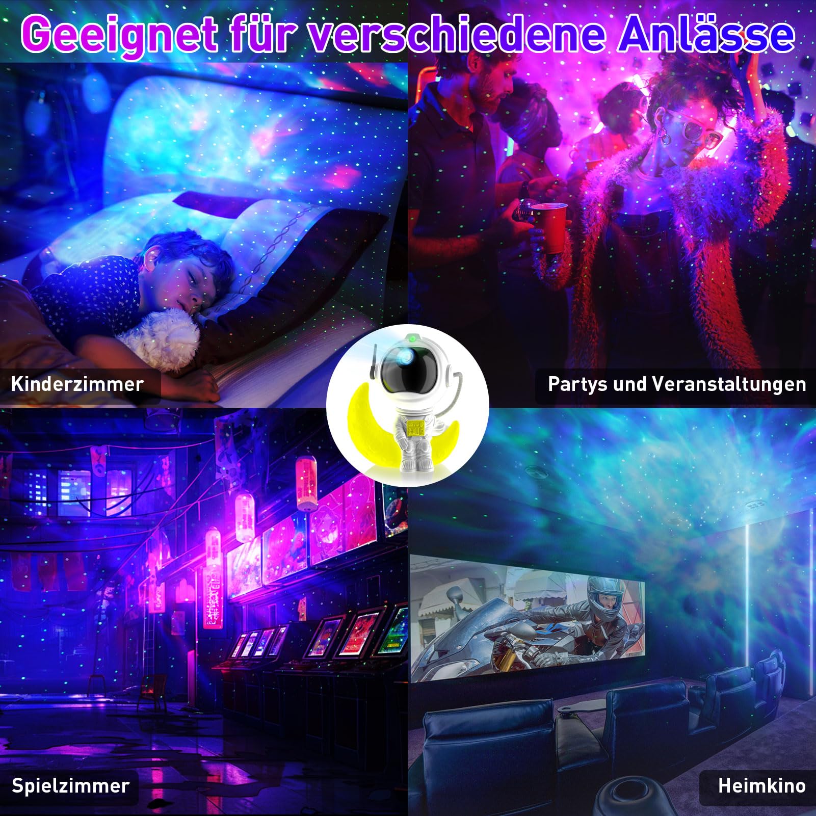 360° Rotating Astronaut Star Projector Night Light with Timer & Remote Control - Galaxy Starry Sky Ceiling Projector for Kids & Adults - Perfect for Bedroom, Nursery, Party Decor and Relaxation