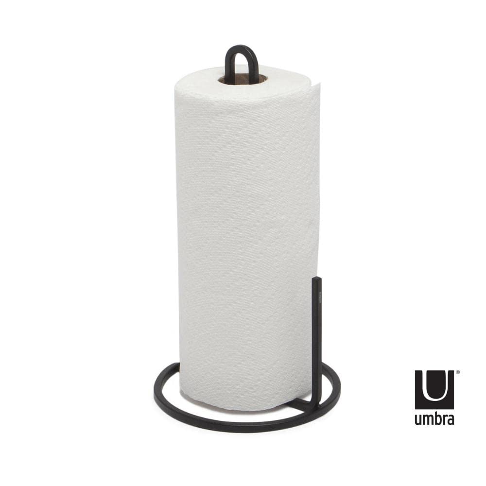 Umbra Squire Metal Paper Towel Holder Stand - Stylish Kitchen & Bathroom Countertop Dispenser in Black | Perfect for Home, Office & Restaurant Use