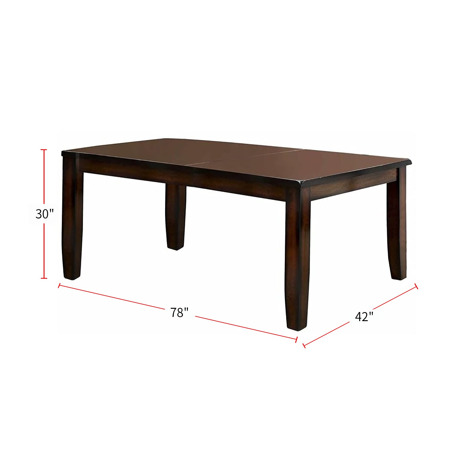 Simple Relax SR03CM3187T Solid Wood Dining Table - Dark Cherry Finish, 6-Seater Rustic Farmhouse Style for Kitchen & Dining Room