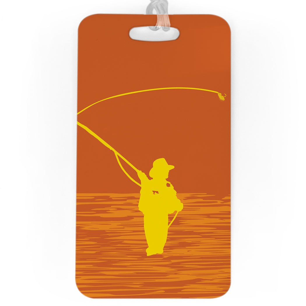 Fly Fishing Luggage Tag & Bag Tag - Large Orange Personalized ID Tag for Travel Gear - Perfect for Fishing Trips, Outdoor Adventures & Suitcase Identification
