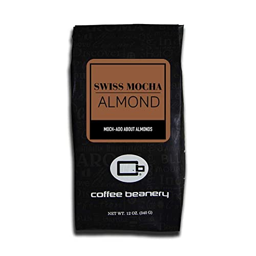 Premium Dark Chocolate Almond Flavored Arabica Coffee - Medium Roast, 12oz Bag, Coarse Ground for French Press - Perfect for Breakfast, Office & Gift Giving