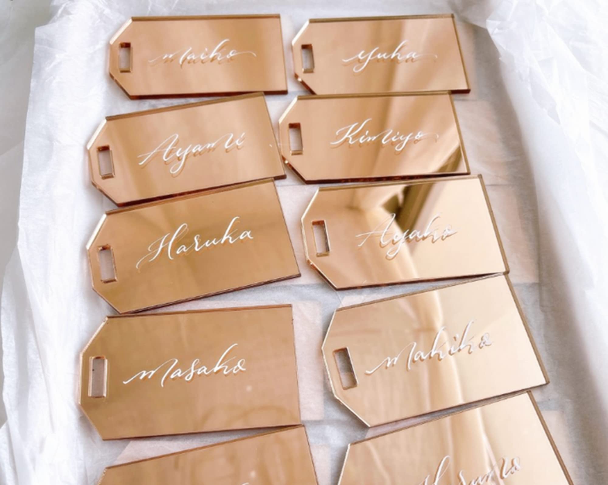 10 Pack Rose Gold Mirror Wedding Gift Tags - DIY Acrylic Blanks for Personalized Luggage Tags & Christmas Ornaments - Perfect for Bridal Shower Favors, Anniversary Gifts & Holiday Decorations