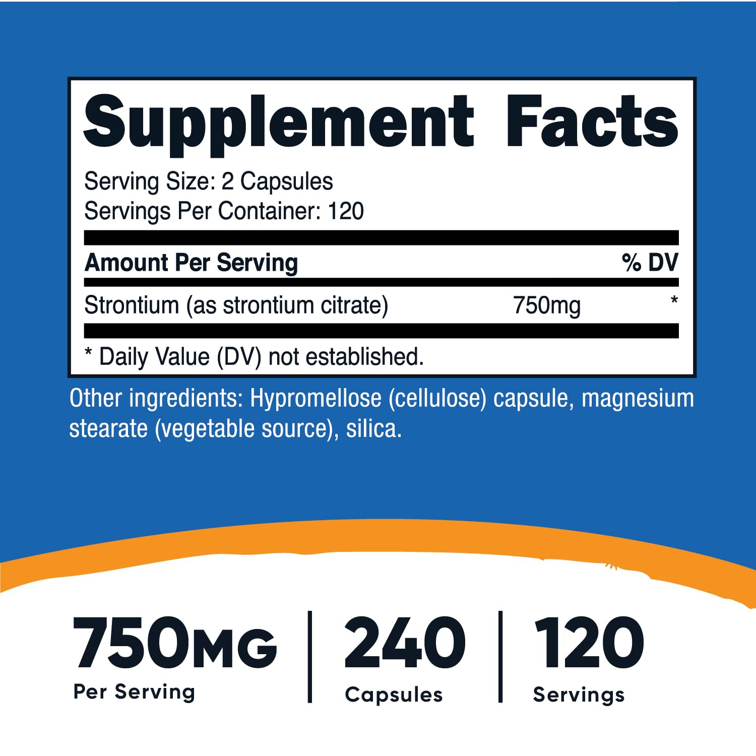Nutricost Strontium Capsules 750mg, 240 Count - Vegetarian, Non-GMO, Gluten Free Supplement for Bone Health & Joint Support - Perfect for Daily Wellness Routine