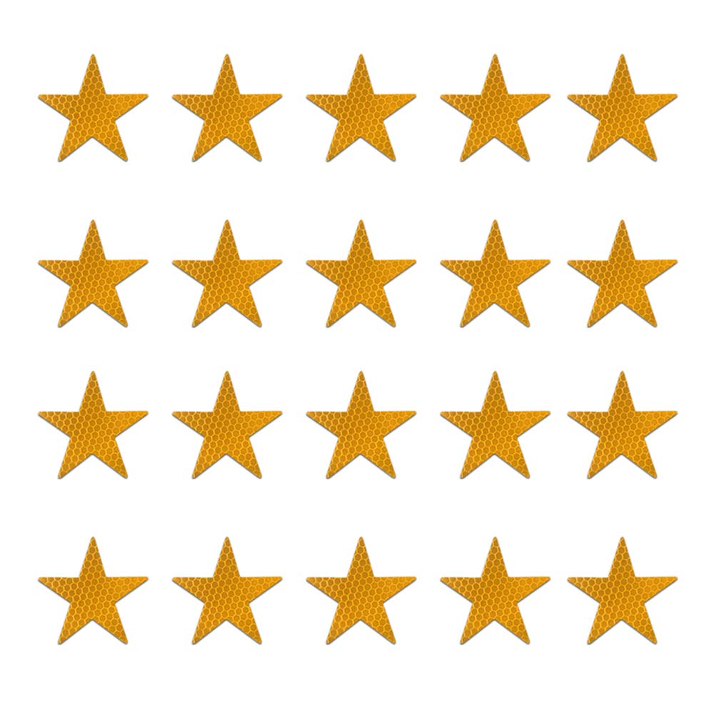 MAITE Star Shape Reflective Tape - Waterproof Self-Adhesive High Visibility Safety Tape (20 Pcs, Yellow) for Outdoor Gear, Bikes, Helmets & Emergency Kits