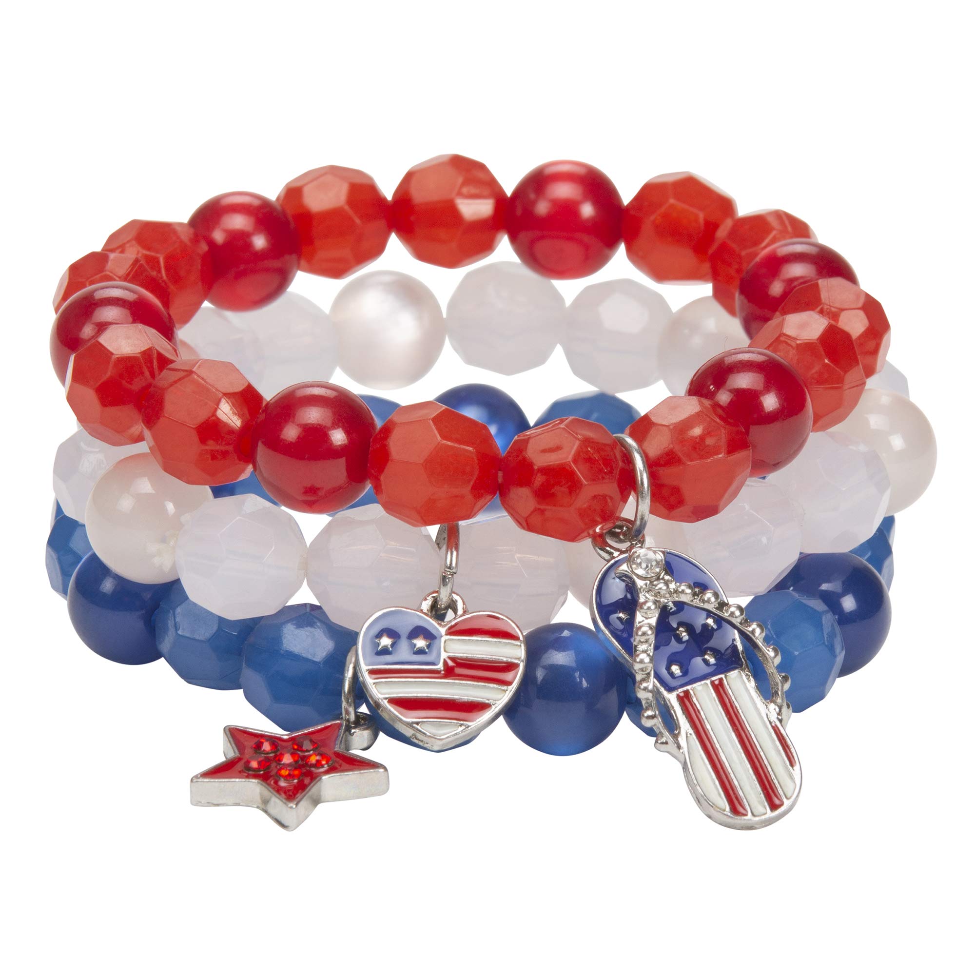 Madison Tyler American Flag Bracelets for Women – Red White Blue Stretch Beaded Bracelet | Patriotic 4th of July Independence Day Jewelry | Perfect for Summer Festivals, BBQ Parties & National Holidays