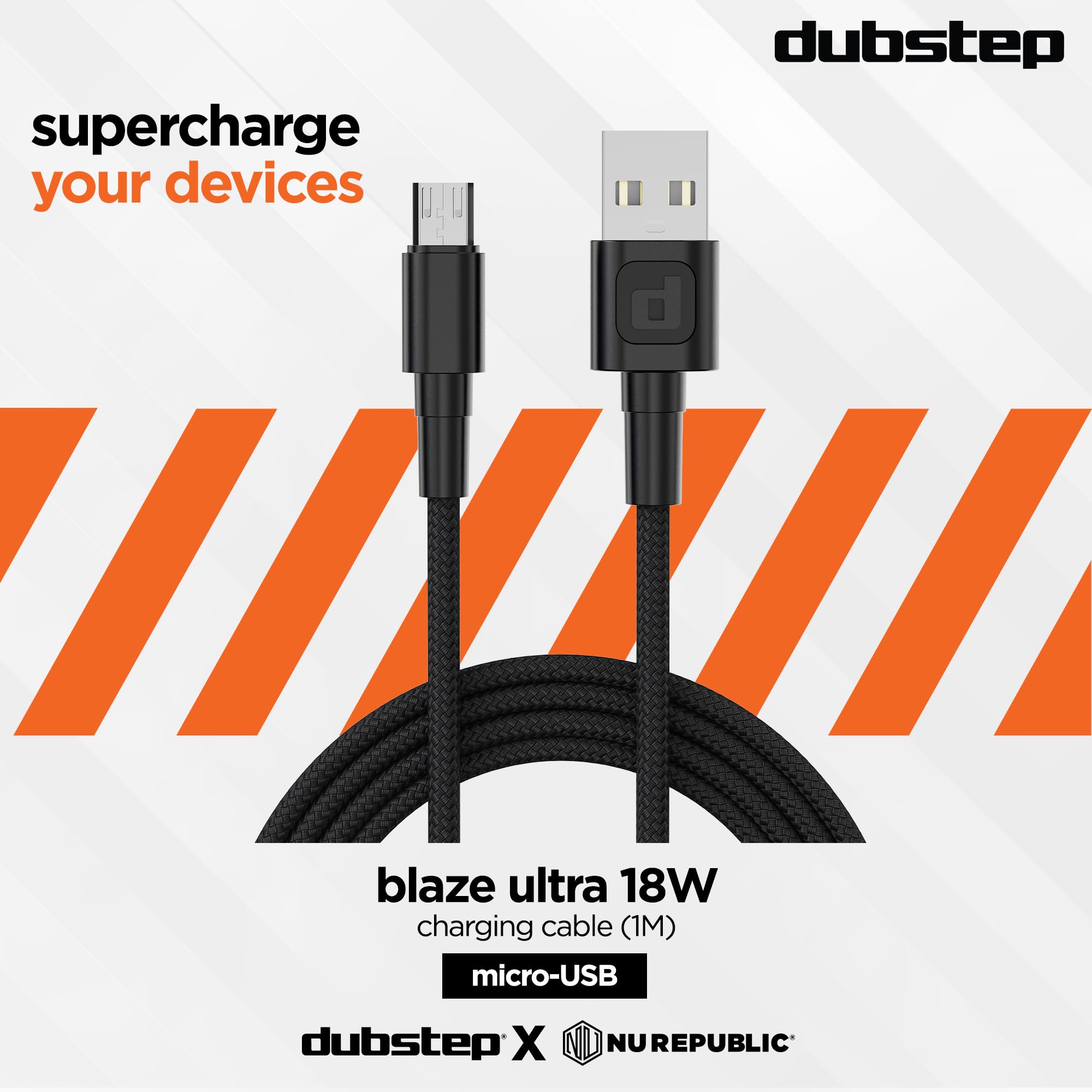 Ultra Durable 18W Micro USB Charging Cable - Tangle-Free, Nylon Braided, 3.1A Fast Charging for Dubstep Blaze & Other Devices - Perfect for Travel, Office & Home Use (Black)
