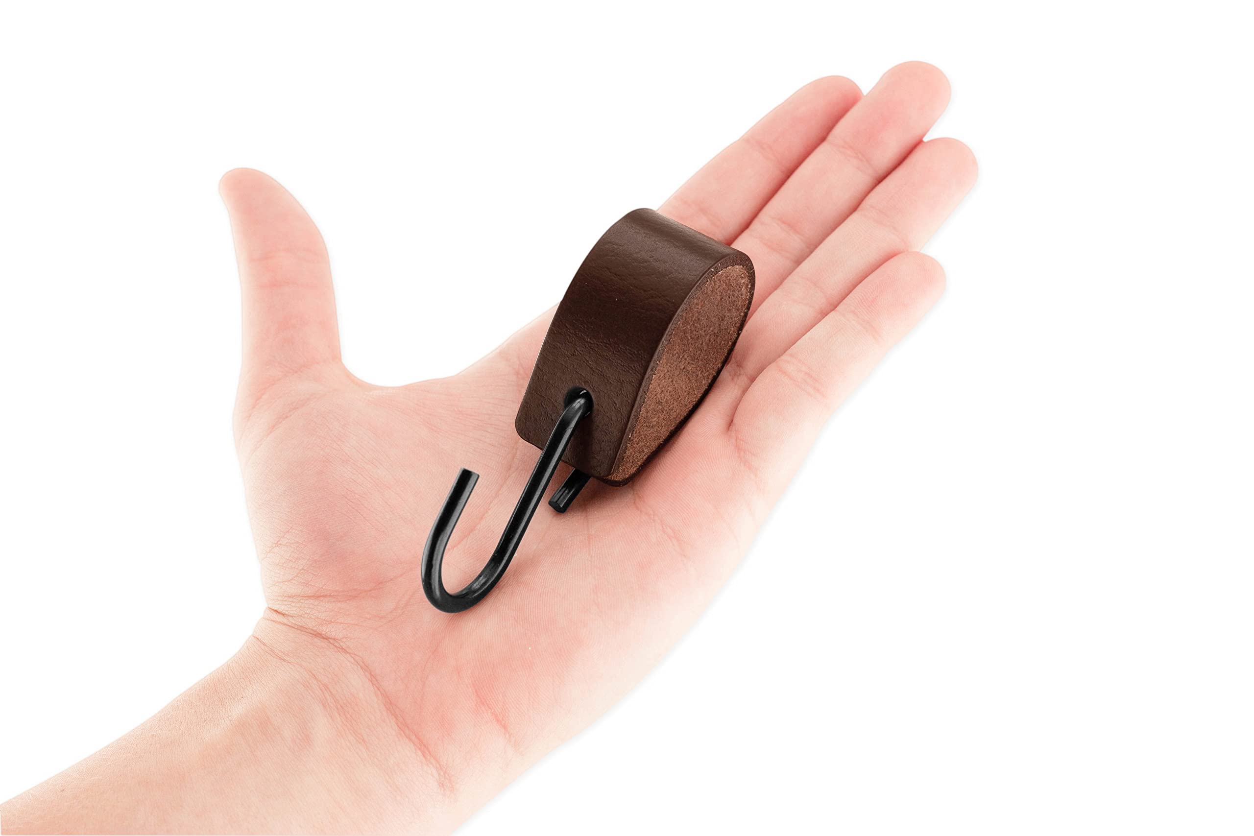 Brute Strength - Heavy Duty Leather S-Hooks for Hanging Coats, Bags & Kitchen Utensils - 2 Pack Brown Leather Hooks - Rustic Home & Office Decor - Perfect for Closet, Entryway & Pantry Organization