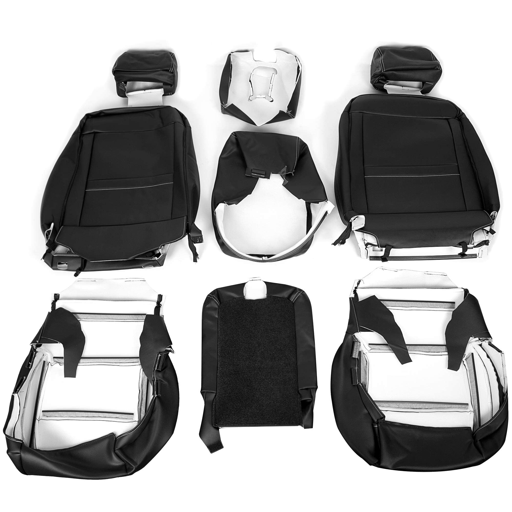 HECASA Full Set Artificial Leather Seat Covers for 2014-2018 Chevrolet Silverado LT Double Cab - Front & Back Seat Protectors | Durable, Custom Fit Car Accessories for Enhanced Comfort & Style
