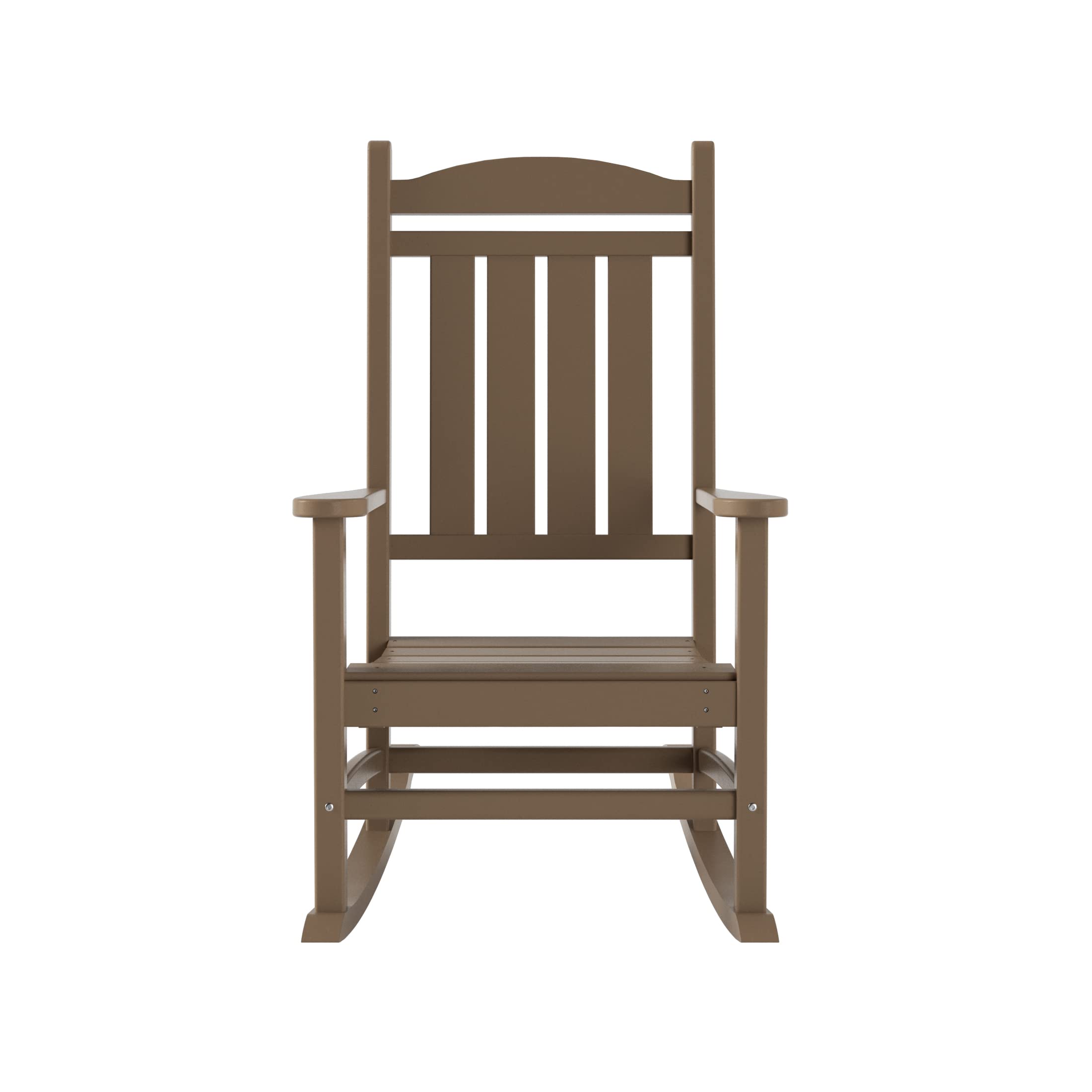 WO Home Furniture 4-Piece Patio Rocking Chair Set - Traditional Outdoor HDPE Rockers with UV & Weather Resistance (Weathered Wood Finish) - Perfect for Backyard, Garden, Porch & Poolside Relaxation