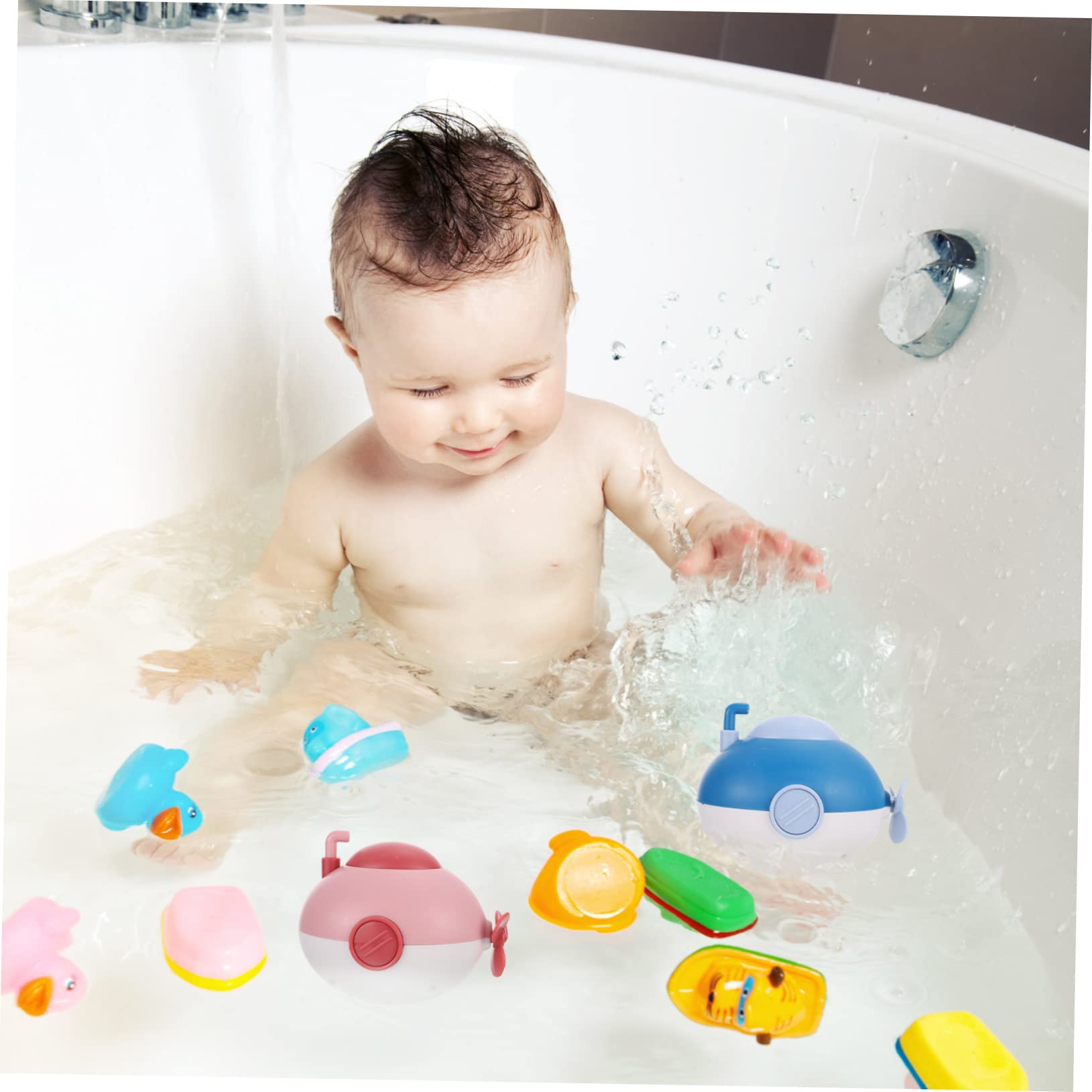 HEMOTON 8-Piece Underwater Bath Toy Set - Fun Submarine & Animal Bath Toys for Kids, Non-Toxic ABS Plastic, Perfect for Bathtime Play & Sensory Development