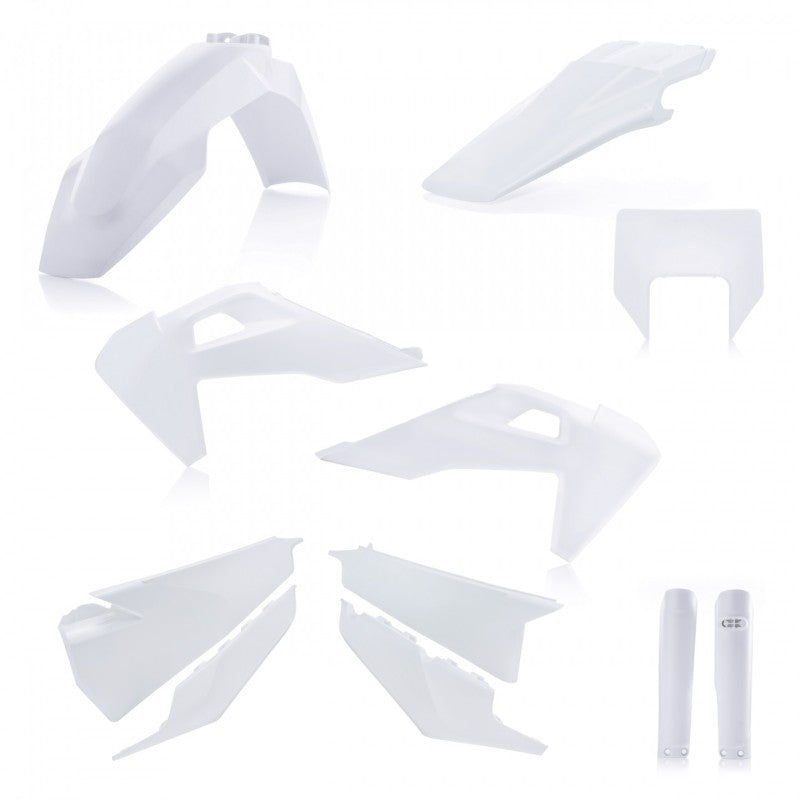 Acerbis Full Plastic Kit for Husqvarna TE150i TE300i FE350s FE501s 2020-2023 - White | Dirt Bike Replacement Parts for Off-Road & Trail Riding