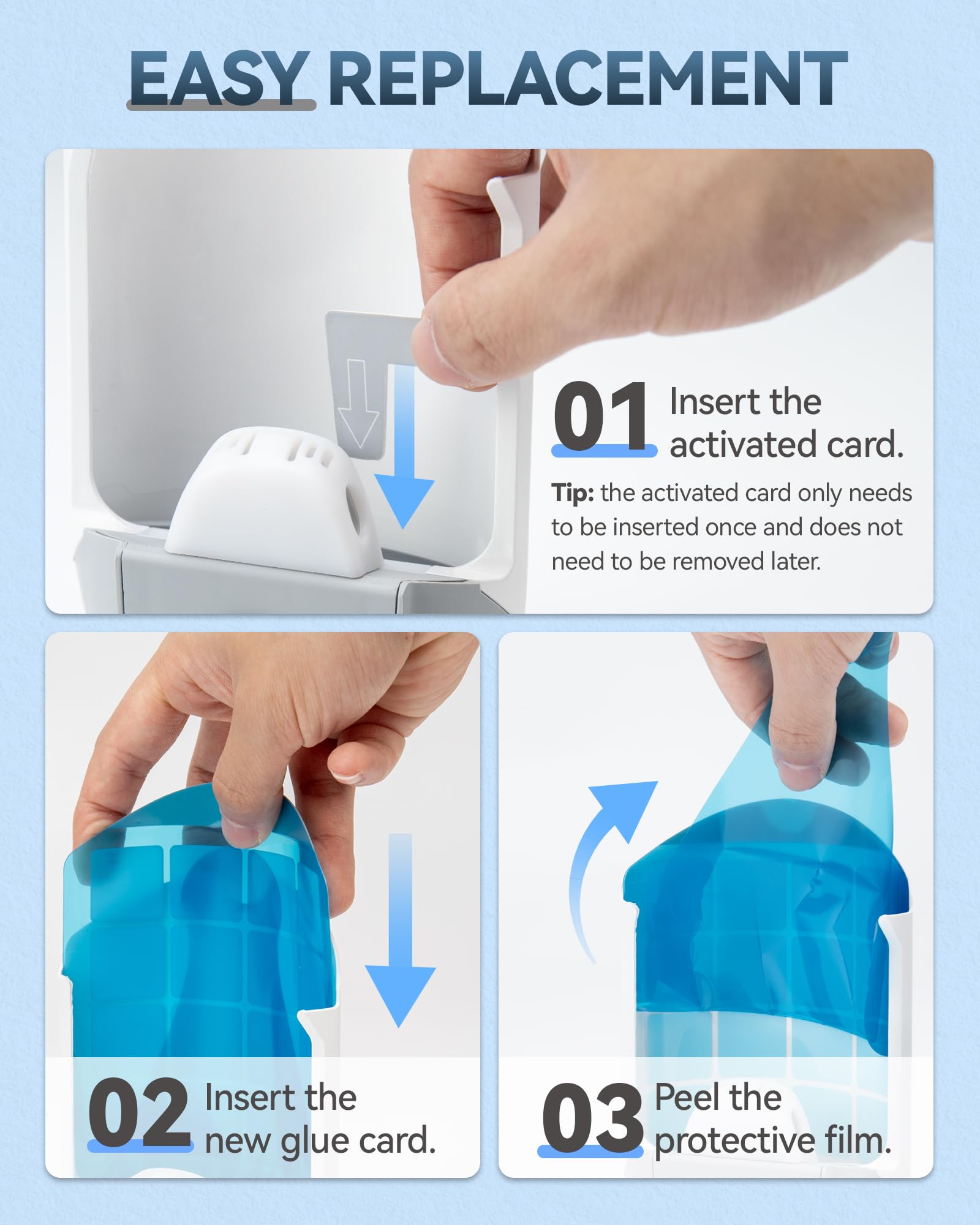8-Pack Refill Glue Cards Compatible with Plug-in Light M364 & Max - Perfect Replacement for Scrapbooking, Card Making & DIY Crafts