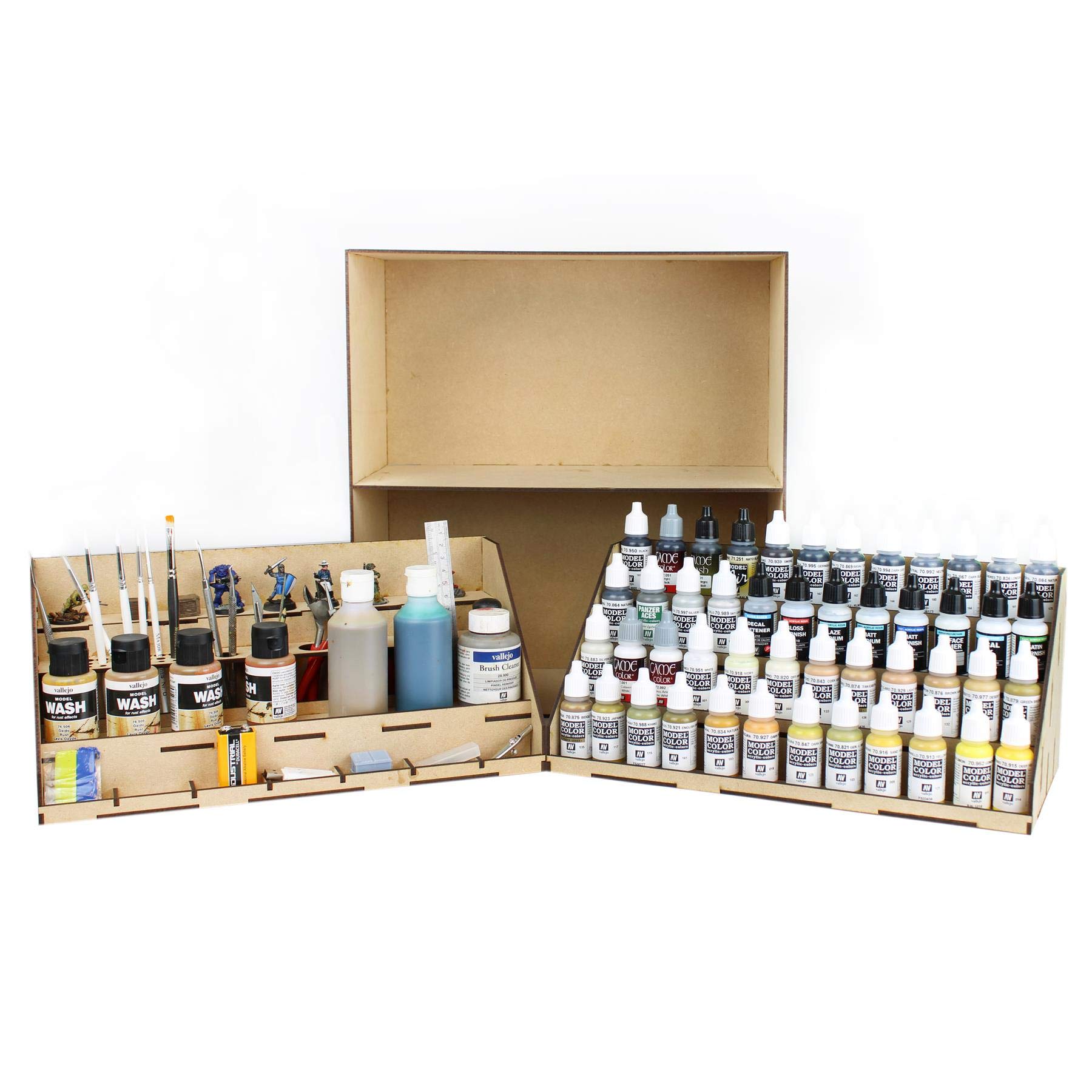 Stackable MDF Modular Paint Station System with Tool & Paint Drawers - Perfect for Wargame Miniatures, Model Figures, Diorama & Railroad Modeling Hobbyists - Ideal for Painting, Organizing & Crafting Workspaces