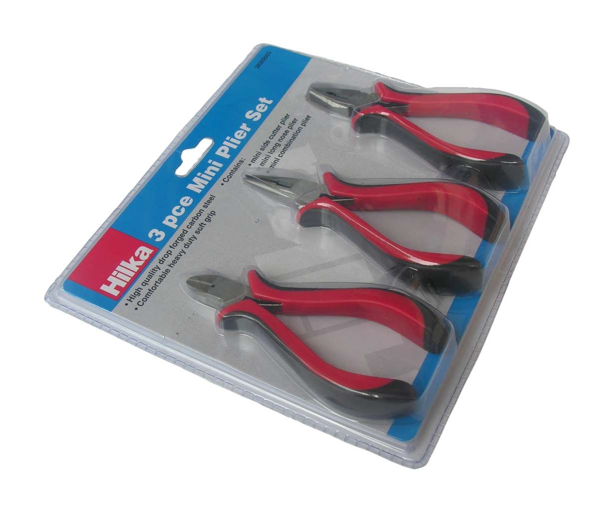 3-Piece Mini Plier Set - Red & Black Hand Tools for Precision Work | DIY, Jewelry Making, Electronics Repair & Home Improvement