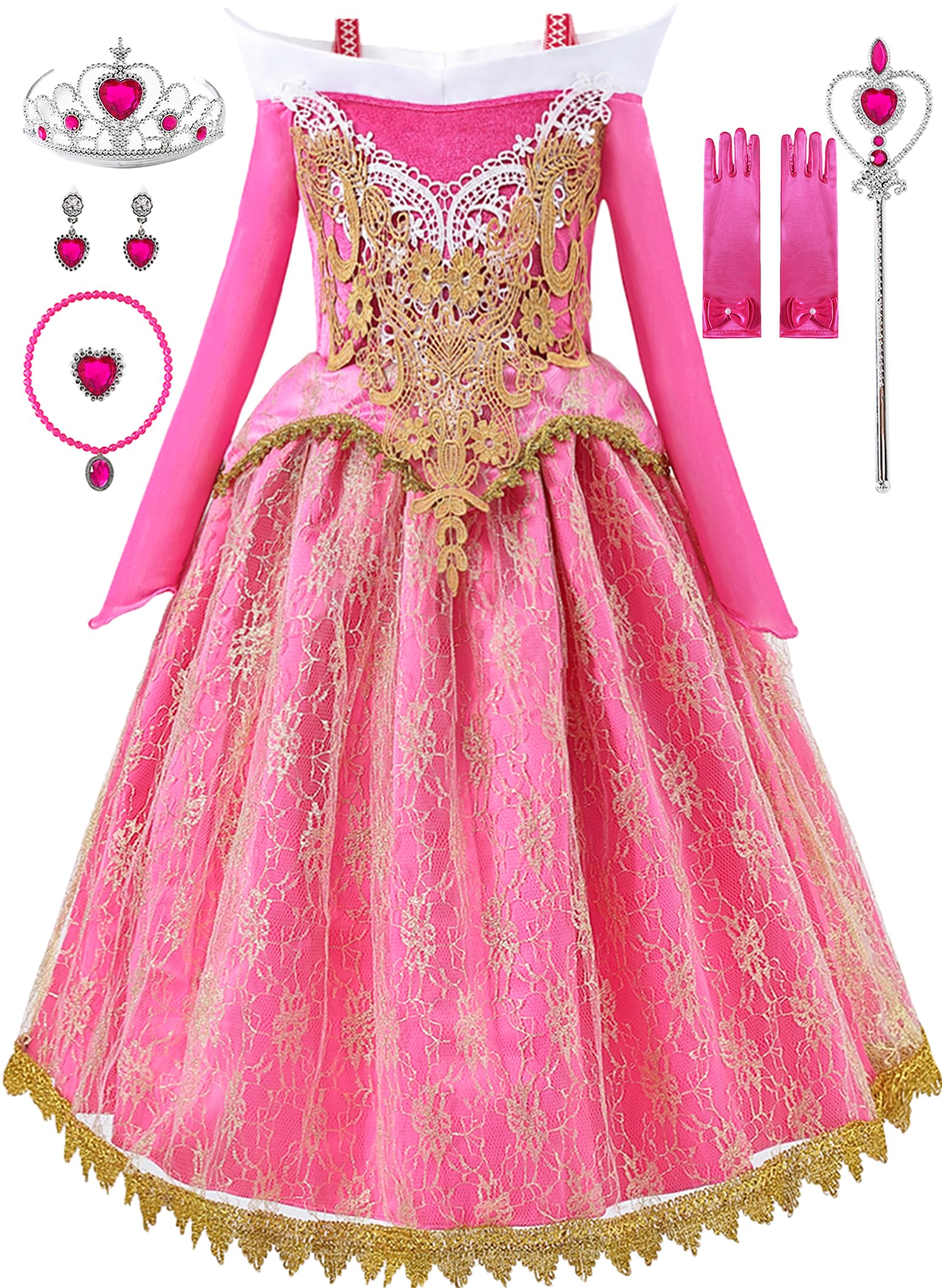 Pink Princess Costume Dress for Girls - Halloween, Cosplay, Carnival & Party Outfit with Accessories | Perfect for Dress-Up, Birthday Parties & Themed Events