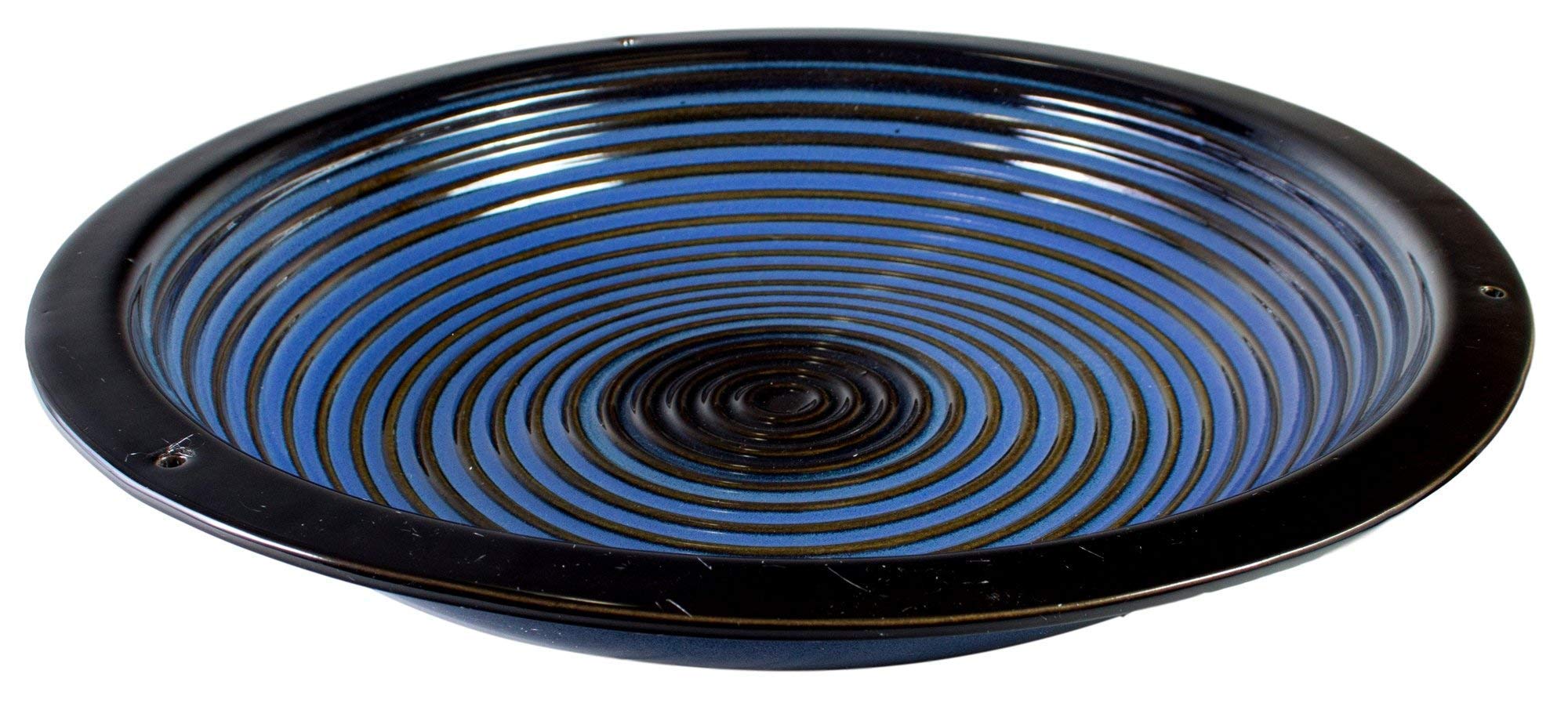 BYER OF MAINE Circle Post Bird Bath in Cobalt Blue with Egg Fly Through Bird Feeder in Mottled Blue - Outdoor Garden Decor for Attracting Wild Birds (Perfect for Backyard, Patio & Bird Watching)