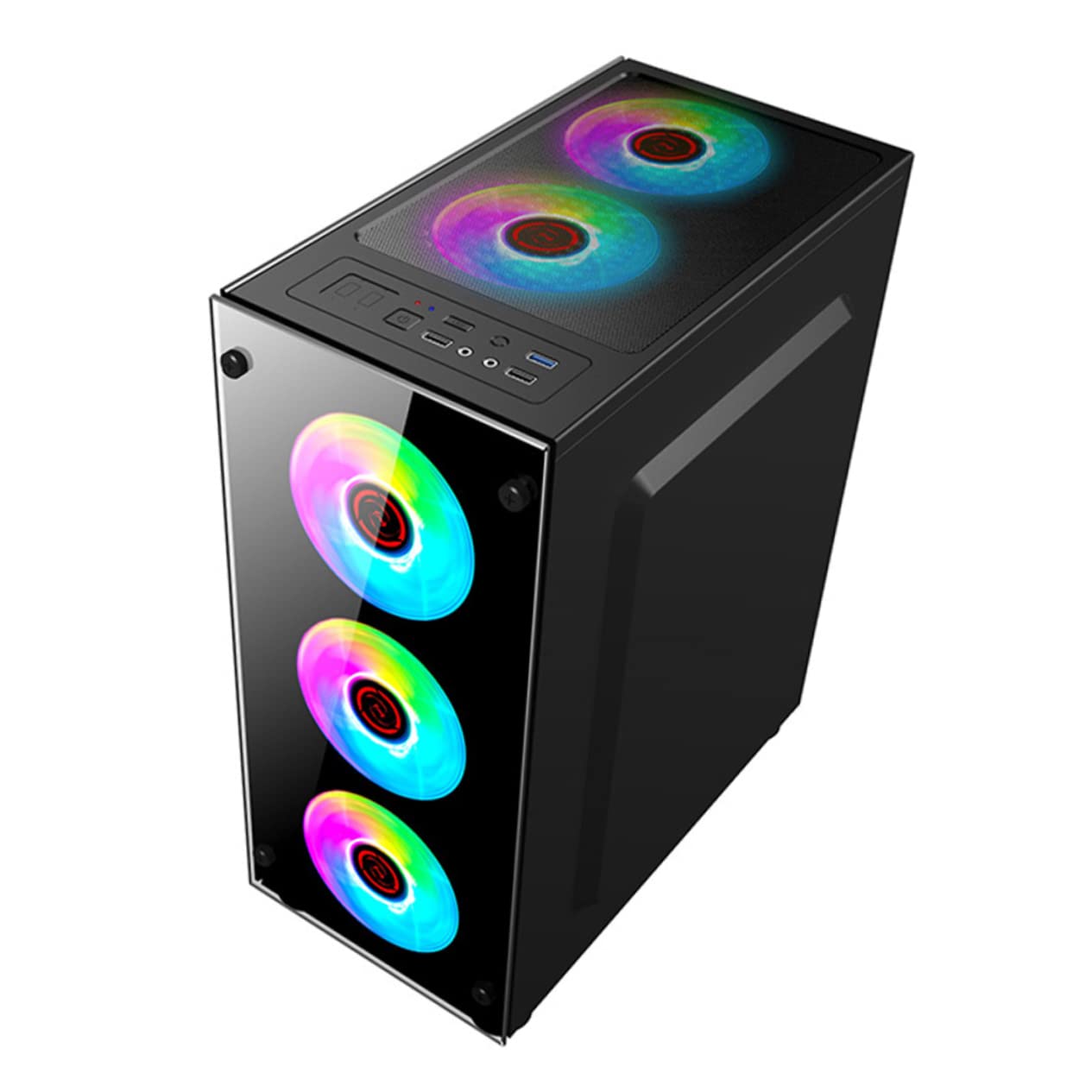 Lurrose ATX Mid Tower Gaming PC Case - Tempered Glass Side Panel, High Airflow Design for MATX/ATX Motherboards - Perfect for Gaming Rigs & Workstations