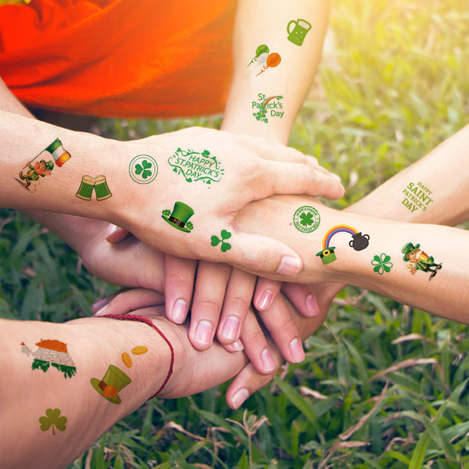 20 Unique Shamrock St. Patrick's Day Temporary Tattoos for Kids - Irish Party Favors, Face & Body Stickers for Parades, Festivals & Celtic Celebrations