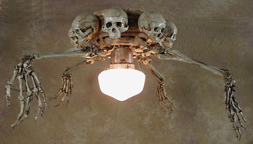 Skeleton Arm Ceiling Fan with Light - Unique Gothic Decor for Living Room, Bedroom, or Halloween Party - Energy Efficient LED Lighting & Quiet Motor