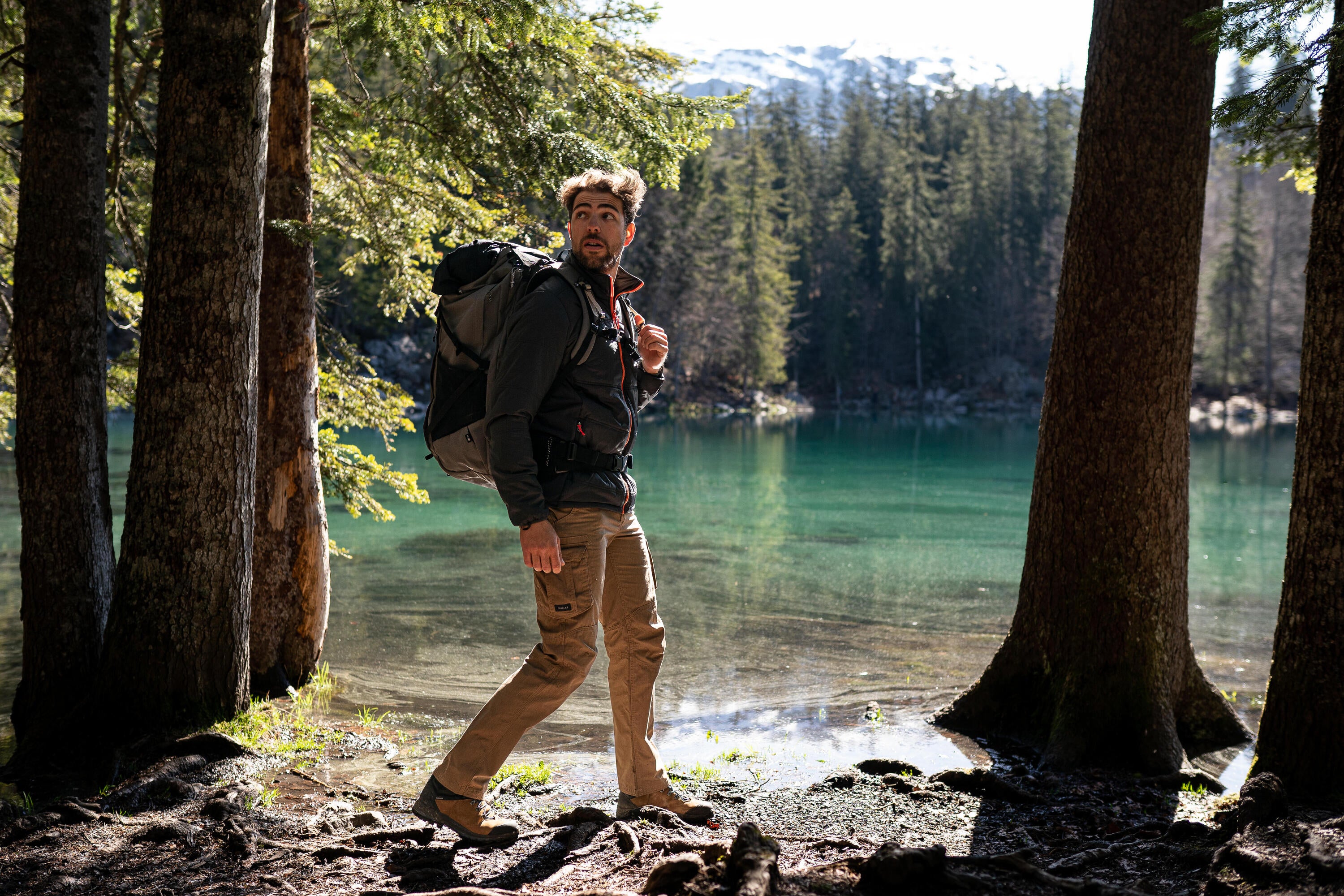 Forclaz Men's Travel 500 3-in-1 Waterproof Jacket - Lightweight Packable Raincoat for Hiking, Camping & Outdoor Adventures