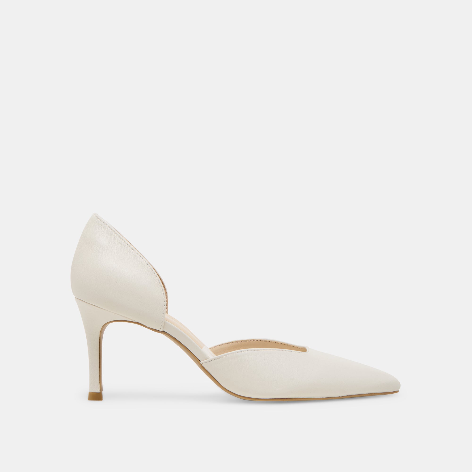 ELOY Women's White Leather Heels - Elegant High Heel Pumps for Party, Wedding & Office Wear