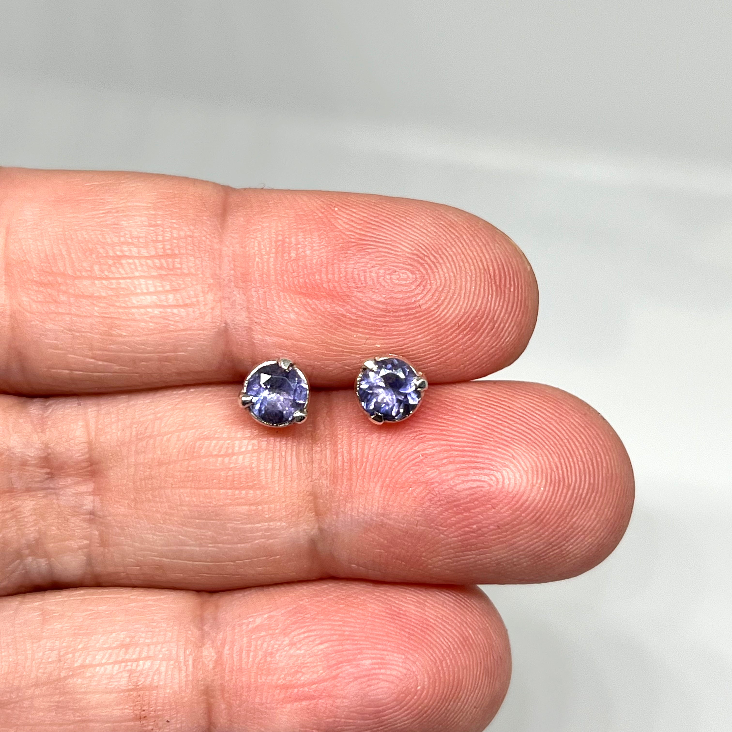 5mm Round Faceted Gemstone Stud Earrings - 3 Prong Set (PSE005) | Elegant & Durable for Daily Wear, Parties & Gifts